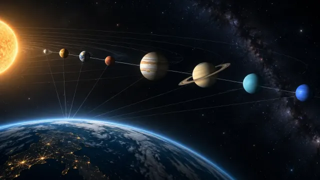 La “alineación” de planetas: una fila aparente, no una formación en el espacio