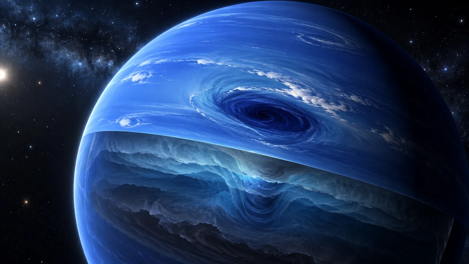 Las nubes blancas que delatan los vórtices oscuros de Neptuno